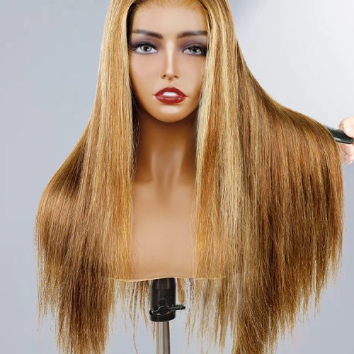 CurlyMe Highlights Ombre 4x6 HD Lace Wear Go Straight Glueless Wigs Pre Cut Lace Wig