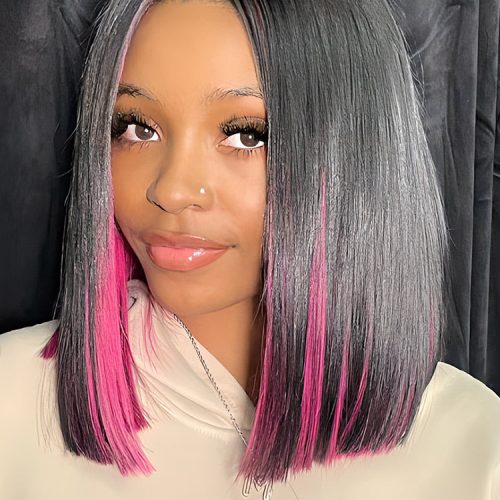 CurlyMe Underneath Colored Hair Natural Black Straight 13x4 Lace Front Thick Wigs