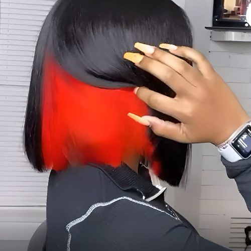 CurlyMe Underneath Colored Hair Natural Black Straight 13x4 Lace Front Thick Wigs