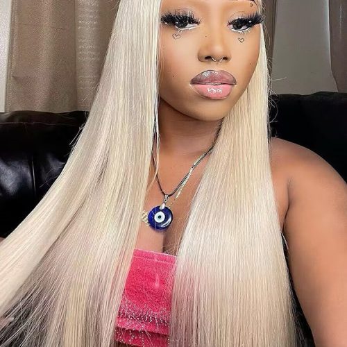 CurlyMe 613 Blonde Lace Front Wigs Straight Human Hair Wigs 13x4 Skin Melt Lace