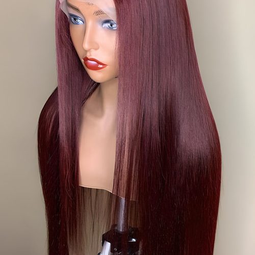 99J Burgundy Color Straight Hair 13x4 Lace Front Wigs Easy Bleached Lace Wigs4