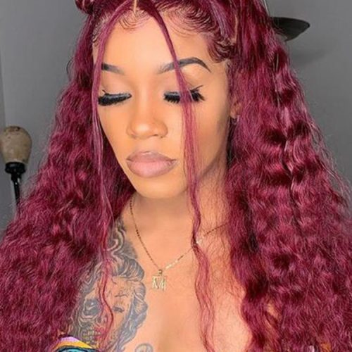 99J Burgundy Color Water Wave Hair 13x4 Lace Front Wigs With Baby Hair 692c08ef b1b8 4e0d a4d6 c429ff0f717f