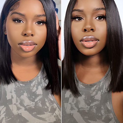 Blunt Cut 13x4 Lace Bob Wigs Short Straight Human Hair Summer Style1