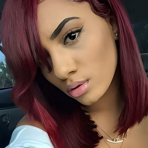 CurlyMe 99J Burgundy Color Bob Wigs Straight Short Cut Hair 13x4 Lace Front Wigs Pre Plucked4