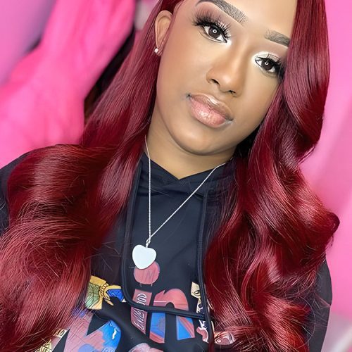 CurlyMe 99J Burgundy Color Body Wave Hair 13x4 Lace Front Wigs Pre Plucked Hairline4 432f0e5e a3a8 4d16 811c e66b8b7600c4