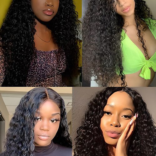 CurlyMe Water Wave Hair 180 Density U part Wig None Lace Machine Made Human Hair Wigs